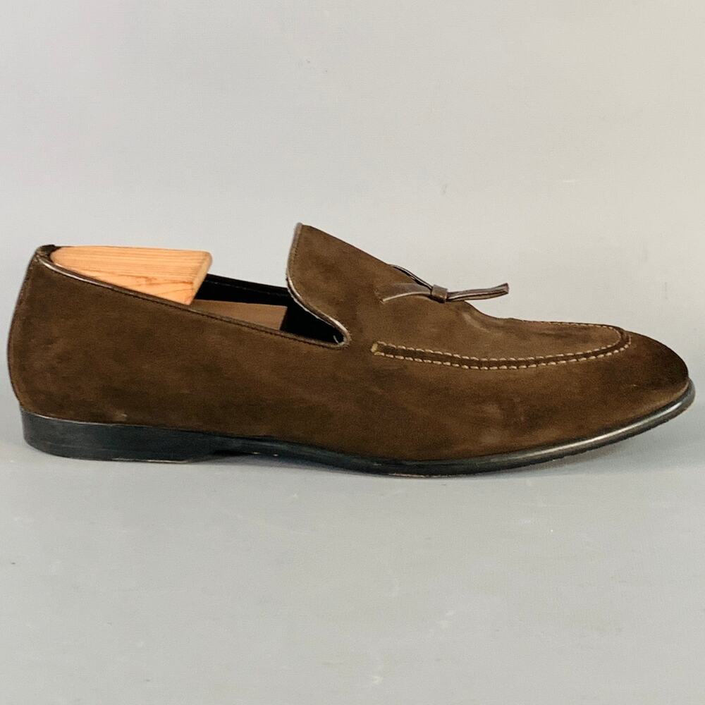 GUCCI Size 10 Chocolate Brown Suede Tassels Loafers - Picture 2 of 10